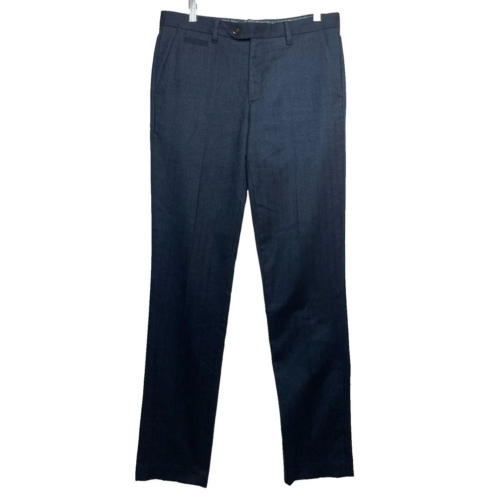 Ted Baker Men's Size 32 Long Trouser Pants Dark Blue Straight Leg Business